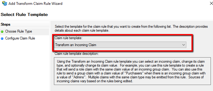 Add Transform Claim Rule